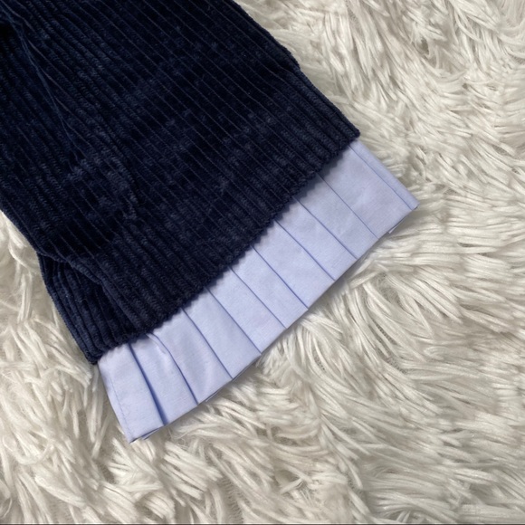 Sandro | Laury Contrast Collar Blue Corduroy Dress - Picture 8 of 13